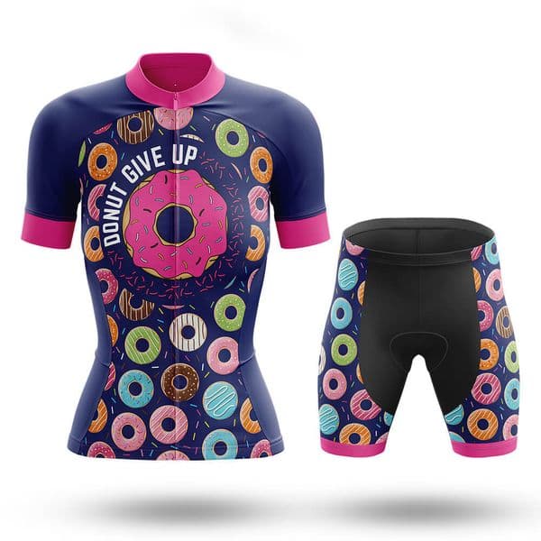 2026 Donut Give Up Women Summer Short Sleeve Cycling Jersey Anti-UV Shorts Uniform Set Outdoor Mtb Bike Tops Suit Bicycle Clothing Shirs