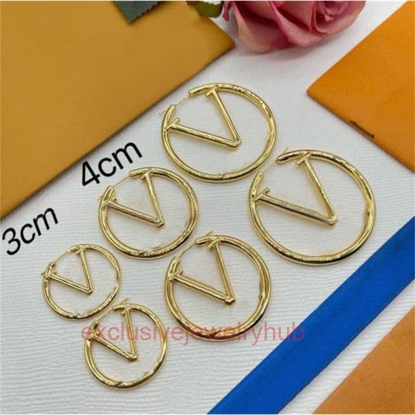 Louise lousi lvness lvs earring Women Golden Earrings Designer Luxury Hoop Extravagant Studs 4cm Classic Simple Earring Steel Silver Letter Engagement Jewelry Val