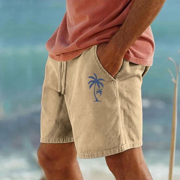 Men Cotton Shorts Resort 3D Printed Shorts Elastic Waist Drawstring Style Holiday Beach Womens Lightweight Hiking Cargo Pants 260421
