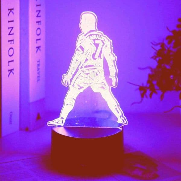 Art Deco 3D Illusion Desk Lamp, designed football players, multi-color night lights suitable various rooms - a gift for