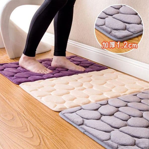 Bath Rugs 40*60CM Foot Mat Coral Fleece Floor Mat Embossed Stone Household Memory Foam Embroidered Bathroom Thickened Absorbent Floor Mat