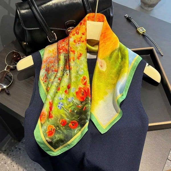 Fashion Real Pure Silk Headscarf Square Scarf For Women Shawl Foulard Hijab Neckerchief Bandana Print Bufanda Echarpe L260523