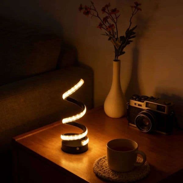 1PC Unique Creative S-Shaped Outer Glow Three-Color Gradient LED Touch Sensing Rechargeable Desk Lamp