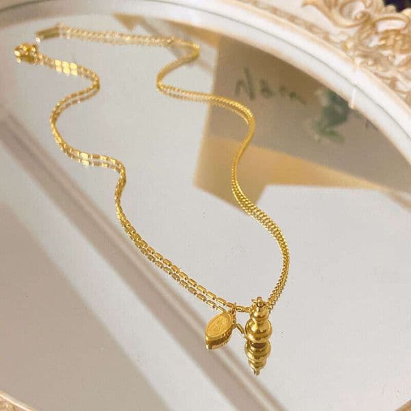 Lucky Gourd Necklace For Women, Fashionable And Elegant, Dongguan Titanium Steel Jewelry, High-Quality Non-Fading Clavicle Chain, Wholesale