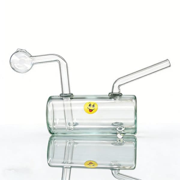 Wholesale Thick heady Clear oil drum Design water oil burner bong pipe Travel Mini hookah with Remoable Downstem oil banger bowl for smoking