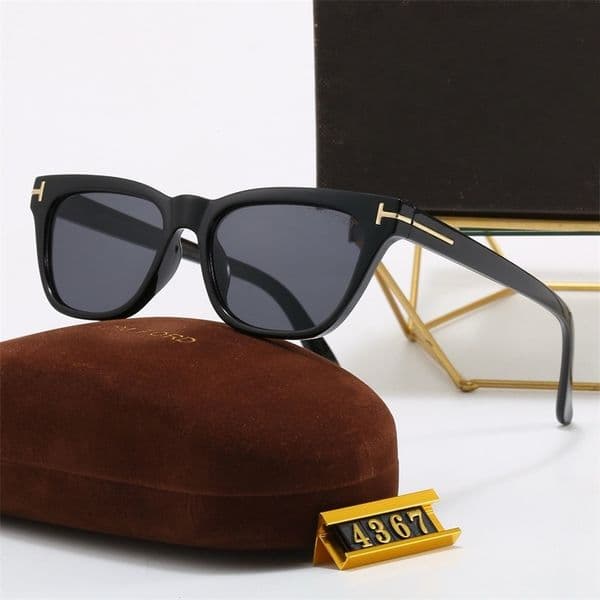 Designer Retro Square Sunglasses for Men Women - Luxury Gold T-Logo UV Protection Fashion Glasses