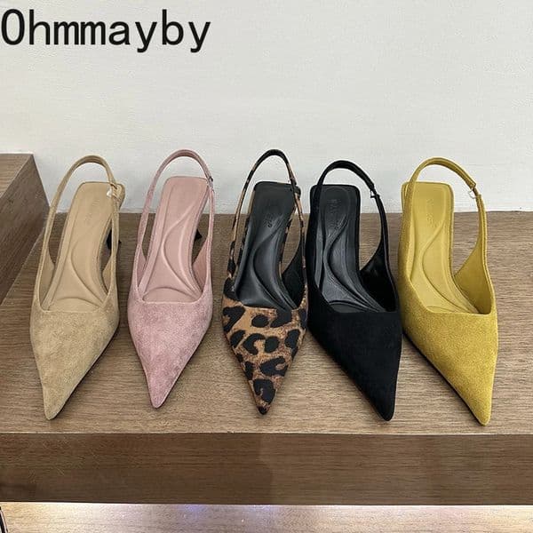 2026 Spring Summer Slip On Women Sandals Shoes Fashion Pointed Toe High Heel Stripper Party Ladies Singbacks Sandalias Shoes 260313
