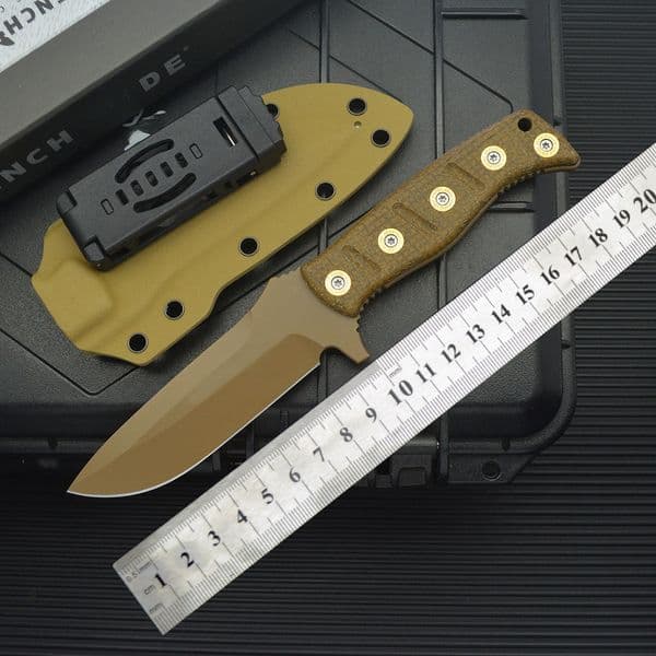 New BM 375 Straight Knife D2 Blade Outdoor Pocket Knife, Portable Survival Knife Camping and Mountaineering