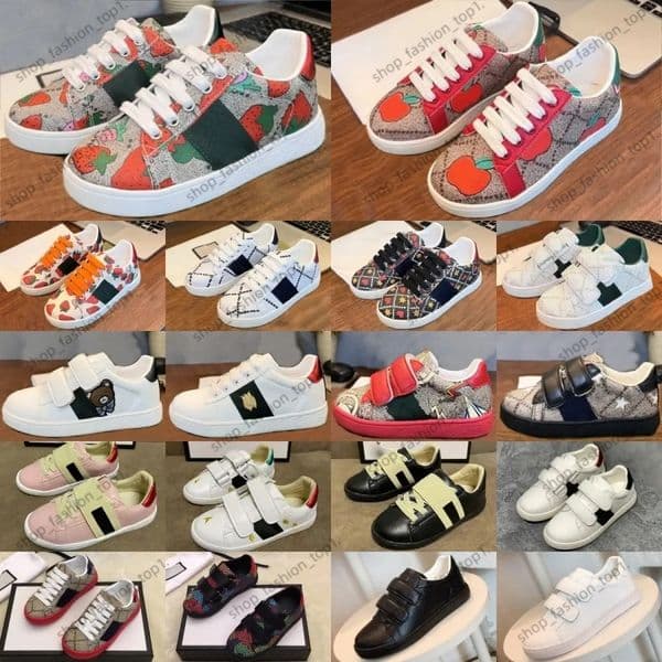 Kids Designer Casual Shoes Bee Trainers Toddler Baby Shoe Luxury Sneakers Kid Youth Infants Boys Girls Children Black White Pink size 23-35 129r#