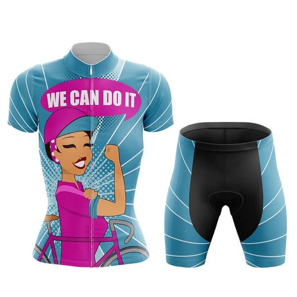 2026 We Can Do It Women Summer Short Sleeve Cycling Jersey Anti-UV Shorts Uniform Set Outdoor Mtb Bike Tops Suit Bicycle Clothing Shirs