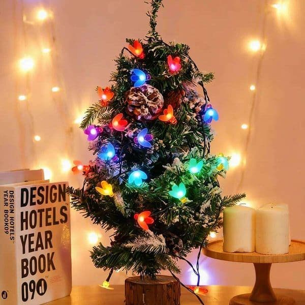 1PC Colorful Bee Solar String 20LED, Waterproof Outdoor LED Fairy Lights for Patio Wedding Christmas Decor