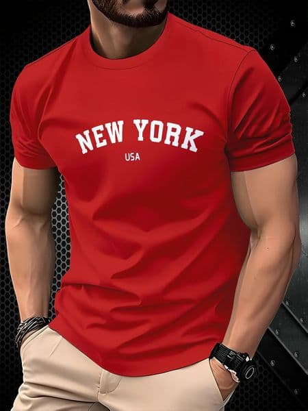 Mens Summer Fashion ShortSleeve TShirt Casual Relaxed Fit Letter Print Crew Neck Top 260420BANJIA