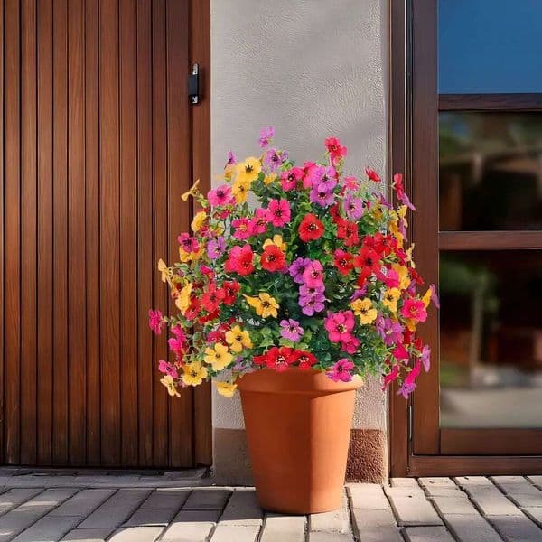 2026 New In Stock Artificial Violet Flowers with Ground Stakes Faux Floral Arrangement for Garden Yard Wedding Bouquet Party Outdoor Decoration