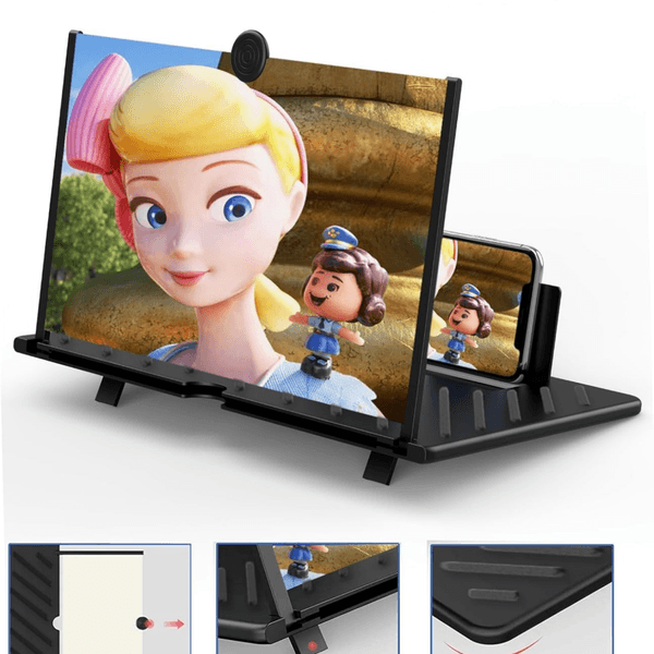 ScreenMagnifier 12 Inch Foldable 3D HD Eye Protection Portable Phone Amplifier Stand For Movie Watching Gaming Video Streaming Desktop Mobile Display Holder