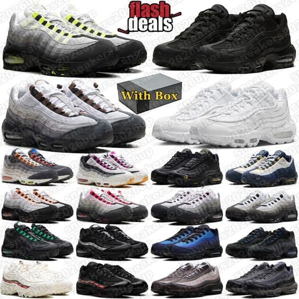 Designer 95 95s running shoes men womens sneakers neon triple black white pink foam cacao wow granite blue mens trainers sports outdoor sneaker shoe with box
