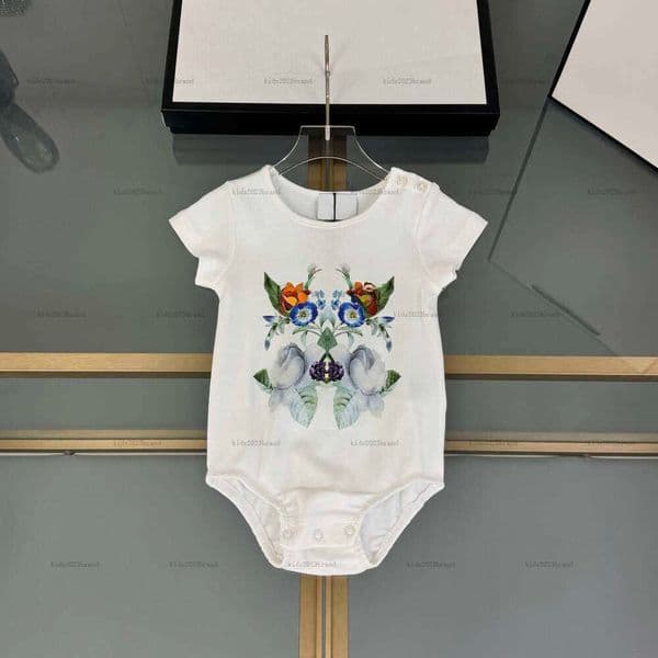 New newborn bodysuit Symmetrical flower print toddler romper designer Baby clothing Short sleeve infant jumpsuits A141X04N082