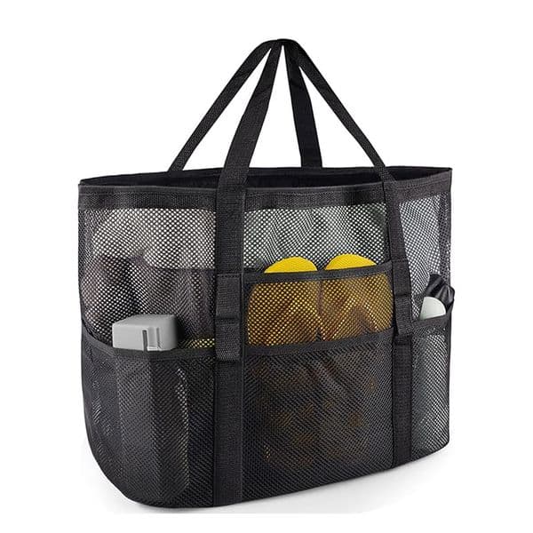 2026 new Multifunctional Mesh Beach Bag with Shoulder Strap and Handle for Shoes Swimsuit and Beach Travel Storage Swimming Bag