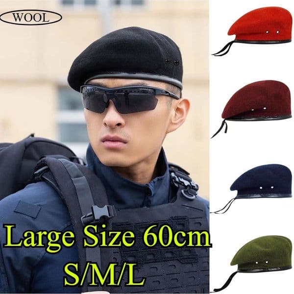Large Size Wool Military Army Berets Hat for Big Head Unisex Men Women Devil Soldier Winter Warm Wide Beret Cap Painters Hats 260422