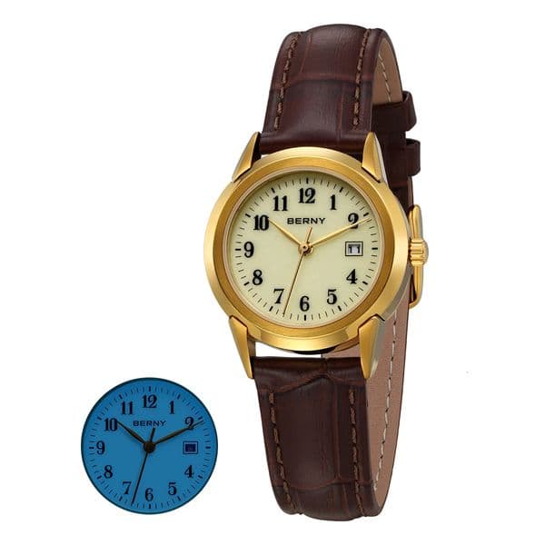 BENRY Golden Womens Quartz Watch Fashion Ladies Wristwatch Luminous Top Display Dial Leather Strap Waterproof Women Watches 260422