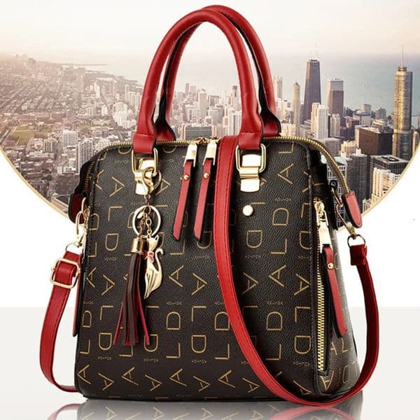 Fashion English Letter Handbag Women PU Leather Tassel Tophandle Bag y Shoulder Large Capacity Lady Tote n Purse 260422