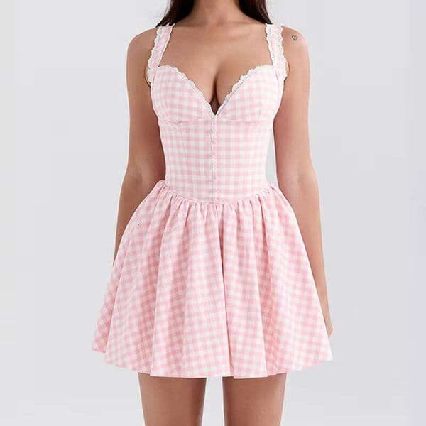 Custom Clothing Factory Cute Gingham Corset Mini Oem A Flirty Summer Women Sleeveless Dress