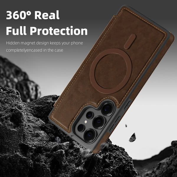 Suitable for Samsung S26Ultra phone magnetic flip cover leather S25Plus card slot protective case