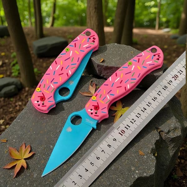 C81 donut folding with aluminum alloy handle, outdoor camping survival knife, high hardness pocket portable knife