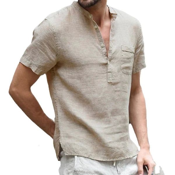 Summer Mens Short-Sleeved T-shirt Cotton and Linen Led Casual Mens T-shirt Shirt Male Breathable S-3XL 260421