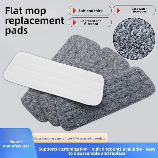 Spray water home use, suitable both dry and wet cleaning, adhesive flat replacement cloth, hands-free mop head for lazy people