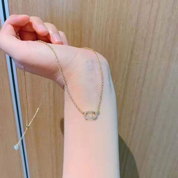 Chic Rhinestone Letter Charm Necklaces for Ladies - Delicate Collarbone Chains