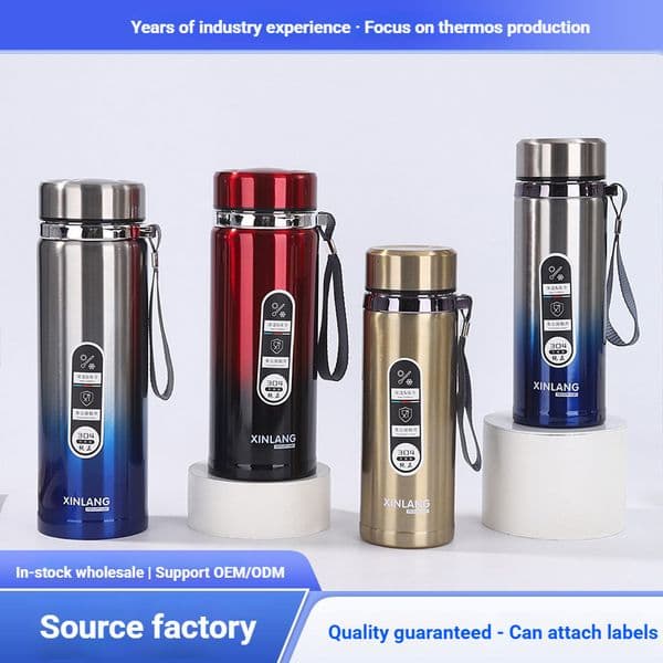 Outdoor large-capacity sports water bottle, creative business gift, insulated cup, portable car-mounted travel bottle with strap