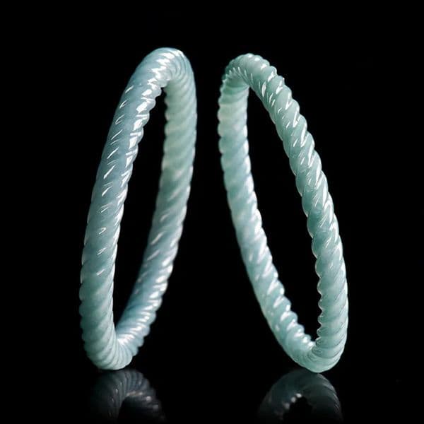 Blue Myanmar Jadeite Bangle Bracelet Talismans Carved Gemstone Natural Burmese Jade Amulet Gifts for Women Accessories 260422