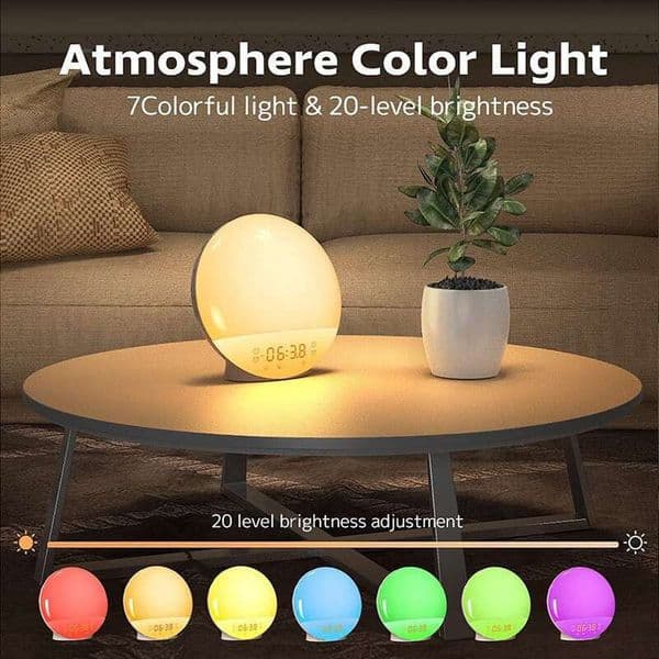 Simulated Sunrise Wake-Up LED Electronic Colorful Atmosphere Bedside Lamp White Noise Children's Alarm Clock Light LISHEN