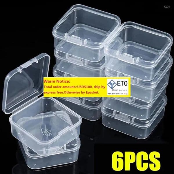 Storage Boxes 6/12Pcs Mini Rectangle Transparent Plastic Jewelry Container Packaging Organizer Case For Beads Earrings TAX DUTY FREE