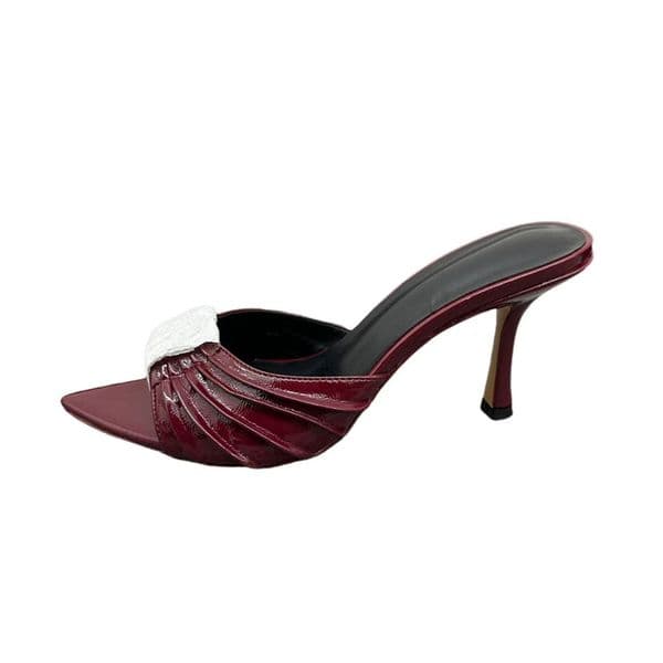Slippers For Women Babylone Mules Summer Leather Mules Designer Sandals Open Toe High Heels Fashion Party Dress Shoes