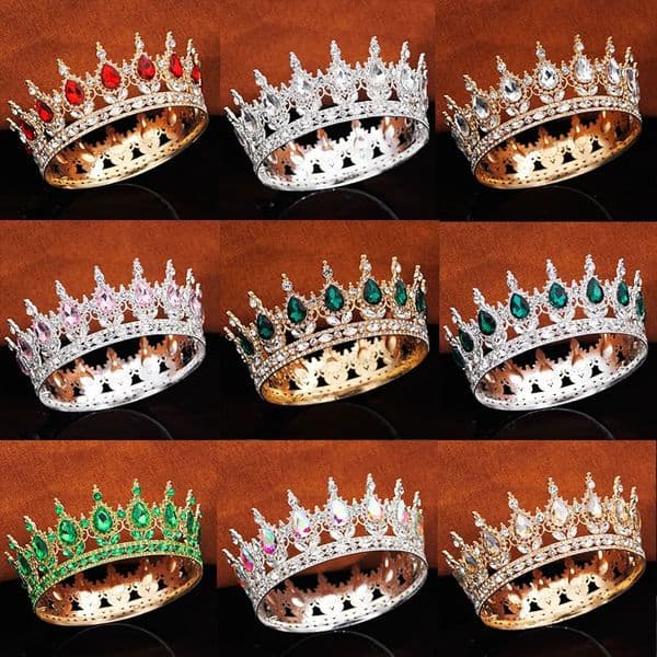 Royal Queen King Tiaras and Crowns for Women Princess Girls Wedding Party Full Round Diadem Bridal Hair Jewelry Accessories 260423