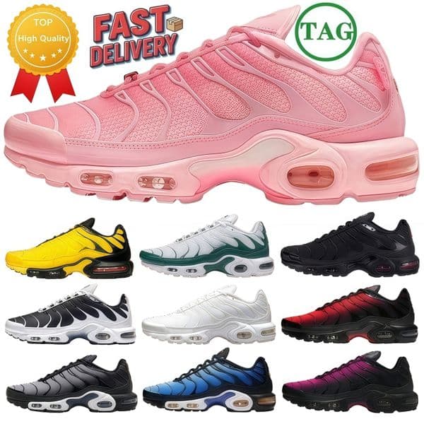 Designer Mens tnss plus Running Shoes with Shock Absorption Breathability Pink White Blue Womens sneakers Casual fashion lightweight Sports