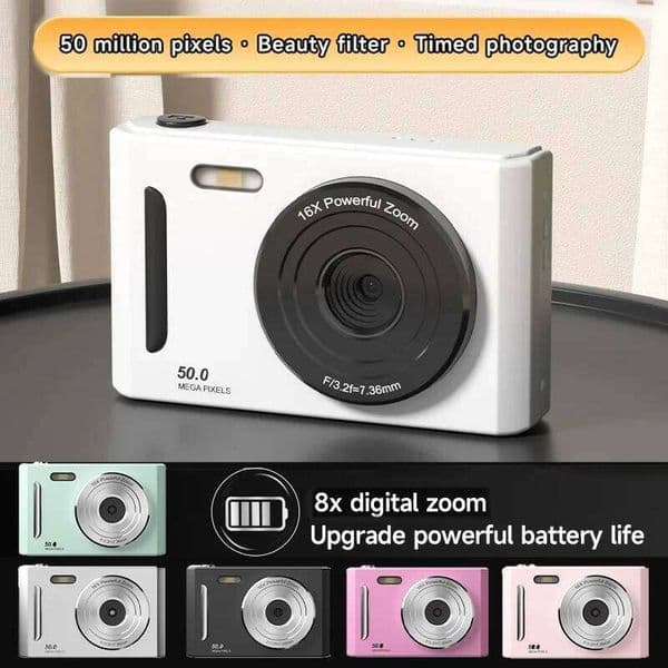 Digital Camera with Flash Light Dual 50MEGA Hd Pixels 2.4in Screen Retro CCD Portable 4K Travel Cam Entry-level Photograph 26W0420