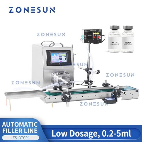 ZONESUN ZS-DTCP1 Vial Liquid Filling Line Ceramic Pump Bottle Filler for Low Dosage Reagent Eyedrop Lab Equipment Packing
