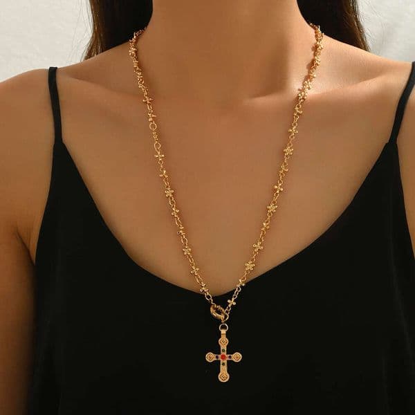 European And American Jewelry Personality Inlaid Pendant Rhinestone Y-Shaped Necklace Set Crystal Minimalist Style Alloy Collarbone