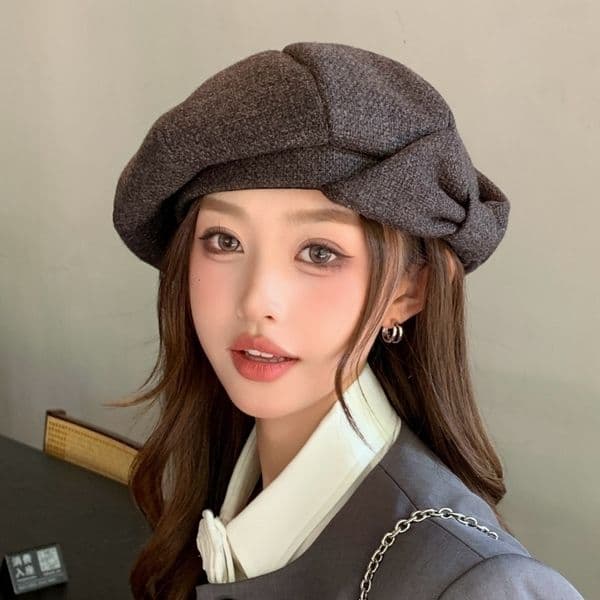Japanese Retro Beret Bow Detail Cloudlike Soft Fit for Large Head Elegant Daily Hat Women y260422