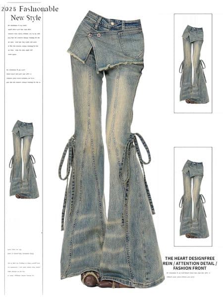 Womens Blue Y2k Flare Jeans Harajuku Vintage Oversize Denim Trousers Japanese 2000s Style Baggy Jeans Pants Autumn Clothes 2025 L260421