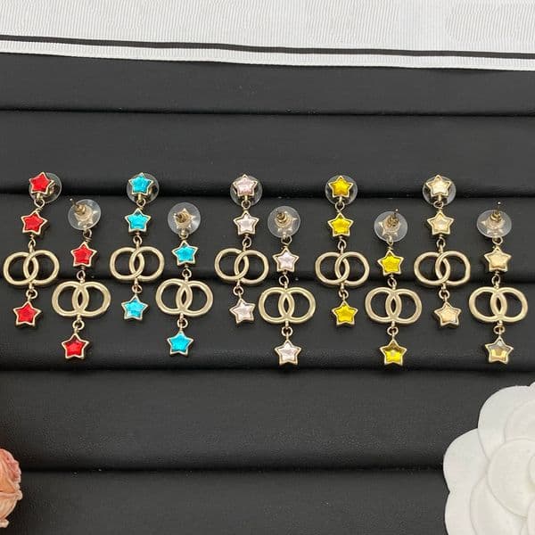 Flower Star Designer Ear Stud Earrings Crystal Rhinestone Pearl Real Gold Brass Copper Stamp Letter Earring Fashion Womens Wedding Party Jewelry Accessories