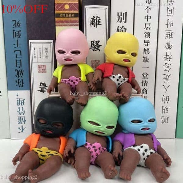 2026 New Internet celebrity Natasha stress-relief black doll, palm-sized squeeze toy, soft rubber slow-rebound pretend play doll