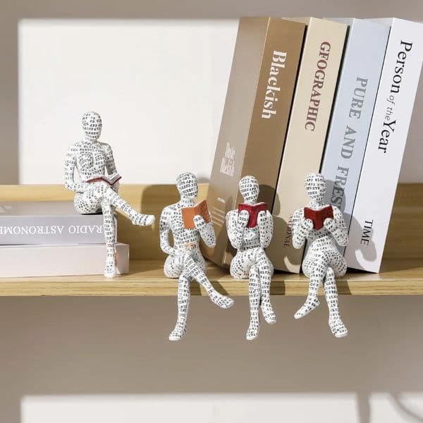 Mini Reading Woman Figurine Thinker Style Resin Art Sculpture Nordic Modern Simple Abstract Sculptures Desktop Decoration 260422