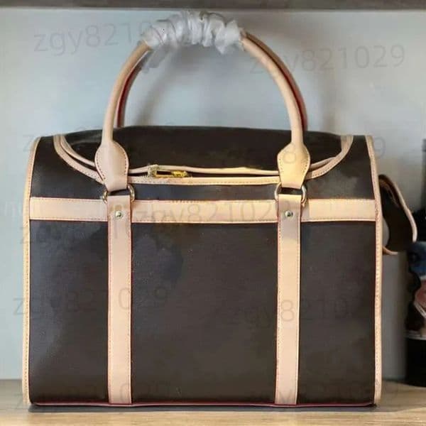 Designer Pet Carrier Bags Luxury Puppy Kitten Suitcase Genuine Leather Functional Sling bag Classic Tote bag Flower Design Outdoor Pet Bag Travel Walking