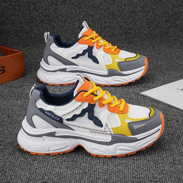 Dad 2026 spring/summer new model, leather and mesh combination breathable sports shoes, fashionable, versatile, comfortable, thick-soled trendy men's shoes
