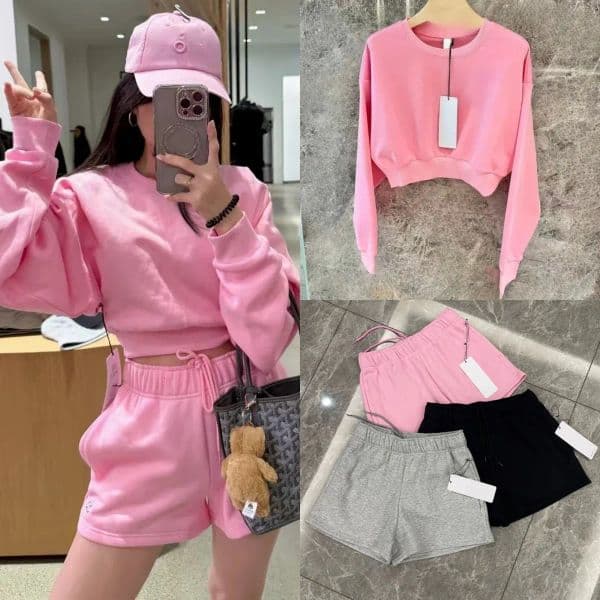 2026 Designer Women Yoga Pink Sweatshirt And Shorts 3D Letter Print Clothing Womens Pullover Suit Hoodie Shorts Sports Fashion Trendy Tracksuit Sets Free Shippi