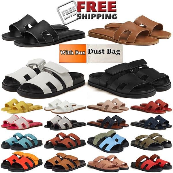 Free shipping with box womens slippers designer sandals claquette femme flat slides shoes brown black white pink luxury sliders suede leather mules sandal eur 35-45