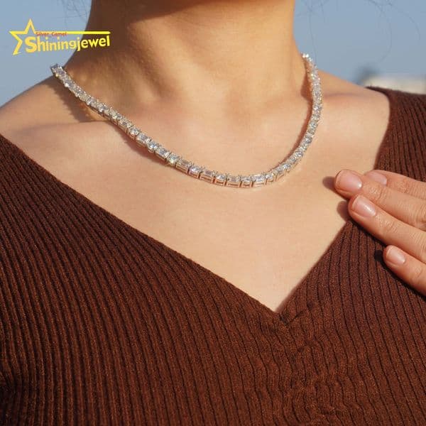 Hip Hop Jewelry 925 Sterling Silver Gold Plated Pass Diamond Test VVS Moissanite Tennis Chain Necklace Fine Jewelry